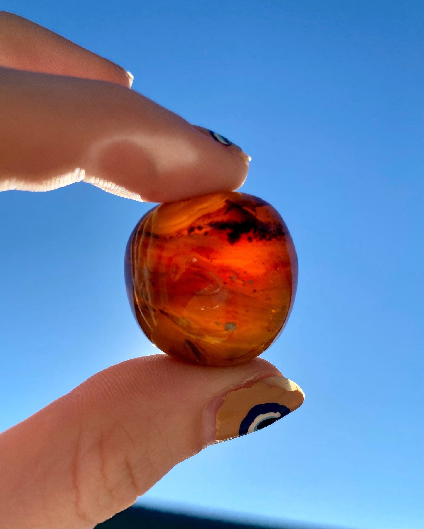 Zebra Amber Tumbled Stone - Balance & Clarity