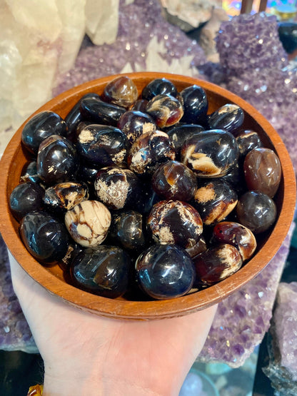 Zebra Amber Tumbled Stone - Balance & Clarity