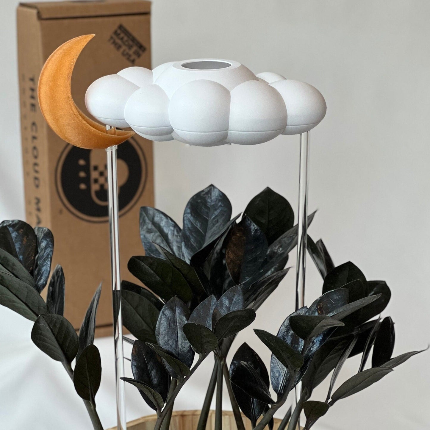 Original Dripping Rain Cloud with Moon Charm – houseplant accessory
