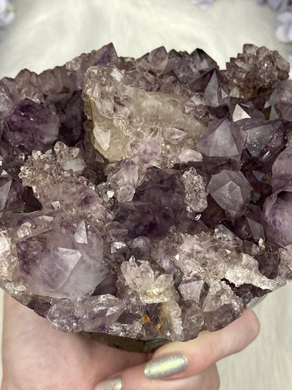 Amethyst with Calcite and Goethite | Brazil