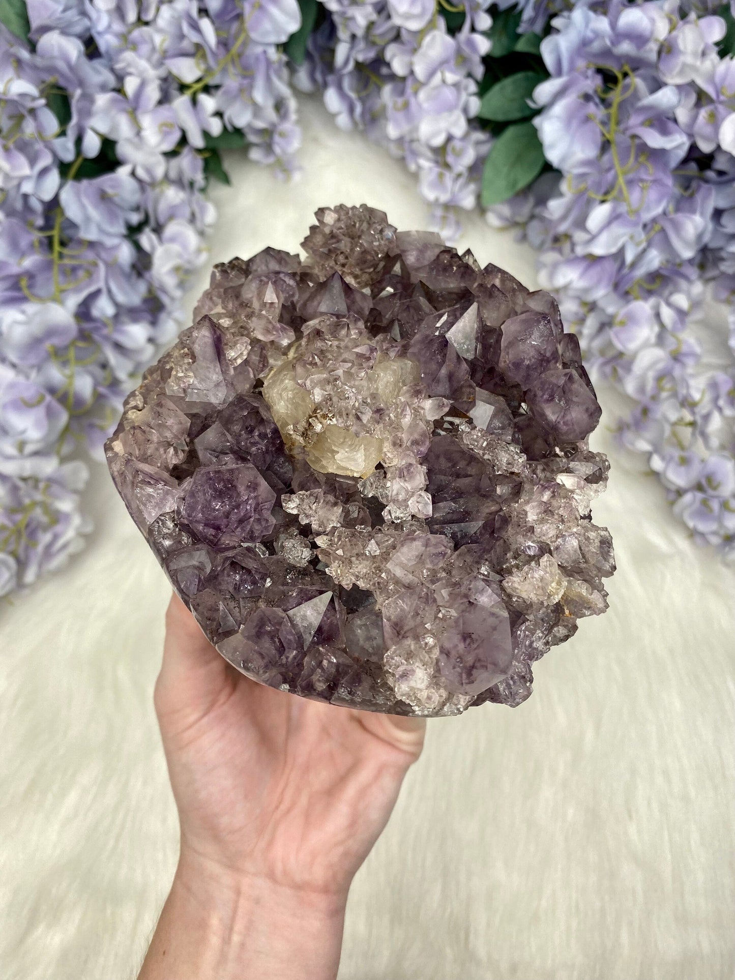 Amethyst with Calcite and Goethite | Brazil