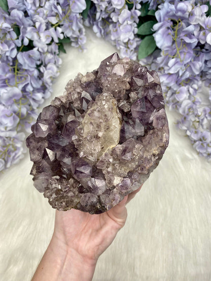 Amethyst with Calcite and Goethite | Brazil