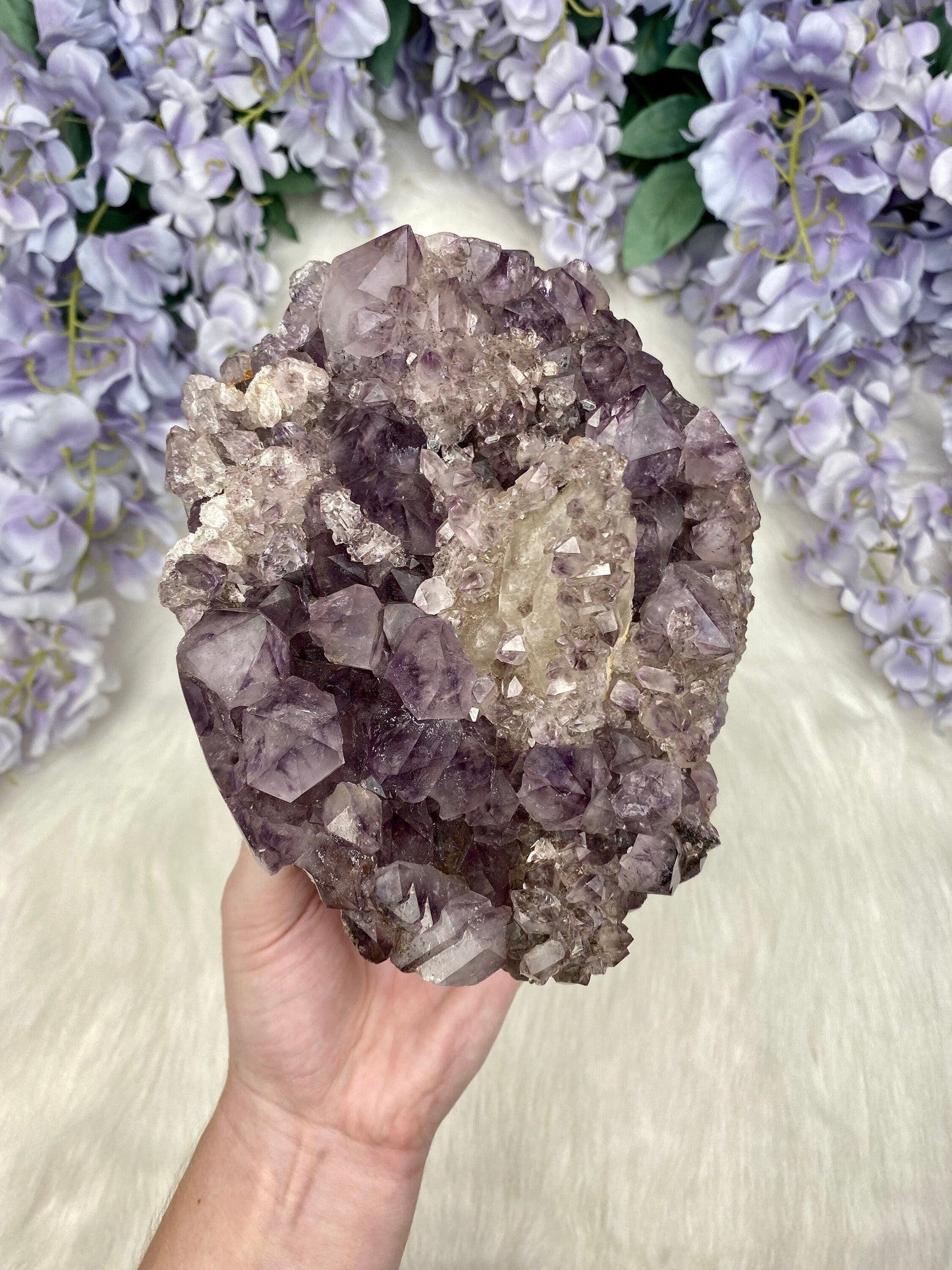Amethyst with Calcite and Goethite | Brazil