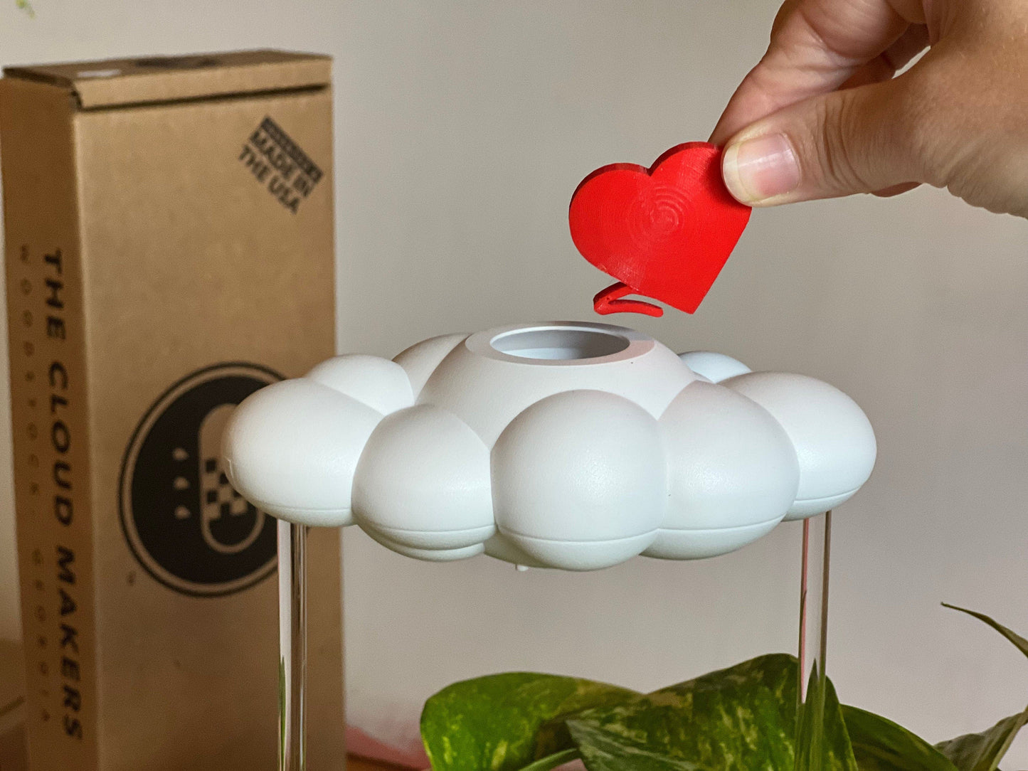 Original Dripping Rain Cloud with Red Heart and Rainbow Charms – Clouds