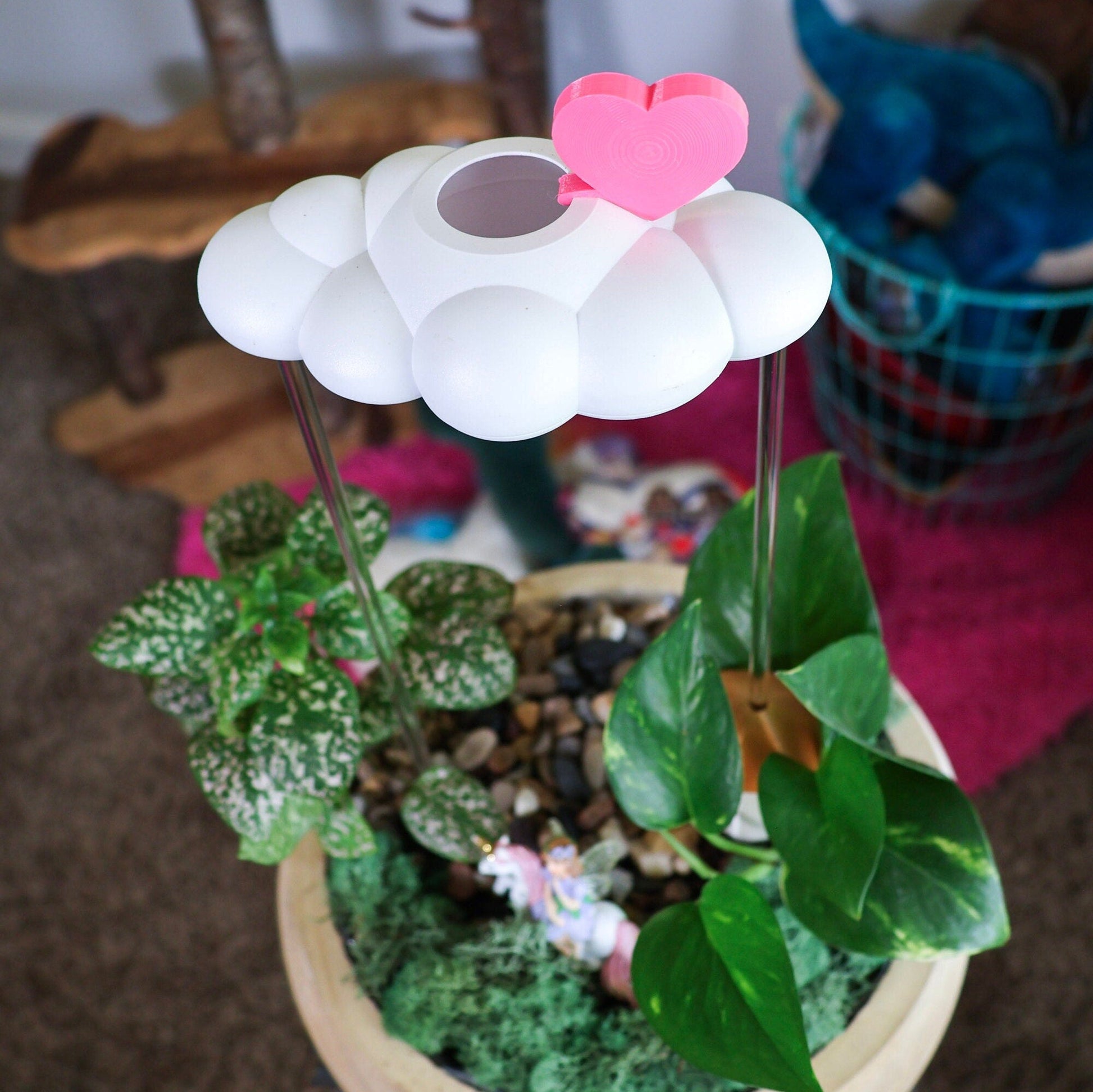 Original Dripping Rain Cloud with Pink Heart and Pastel Rainbow Charms – Clouds