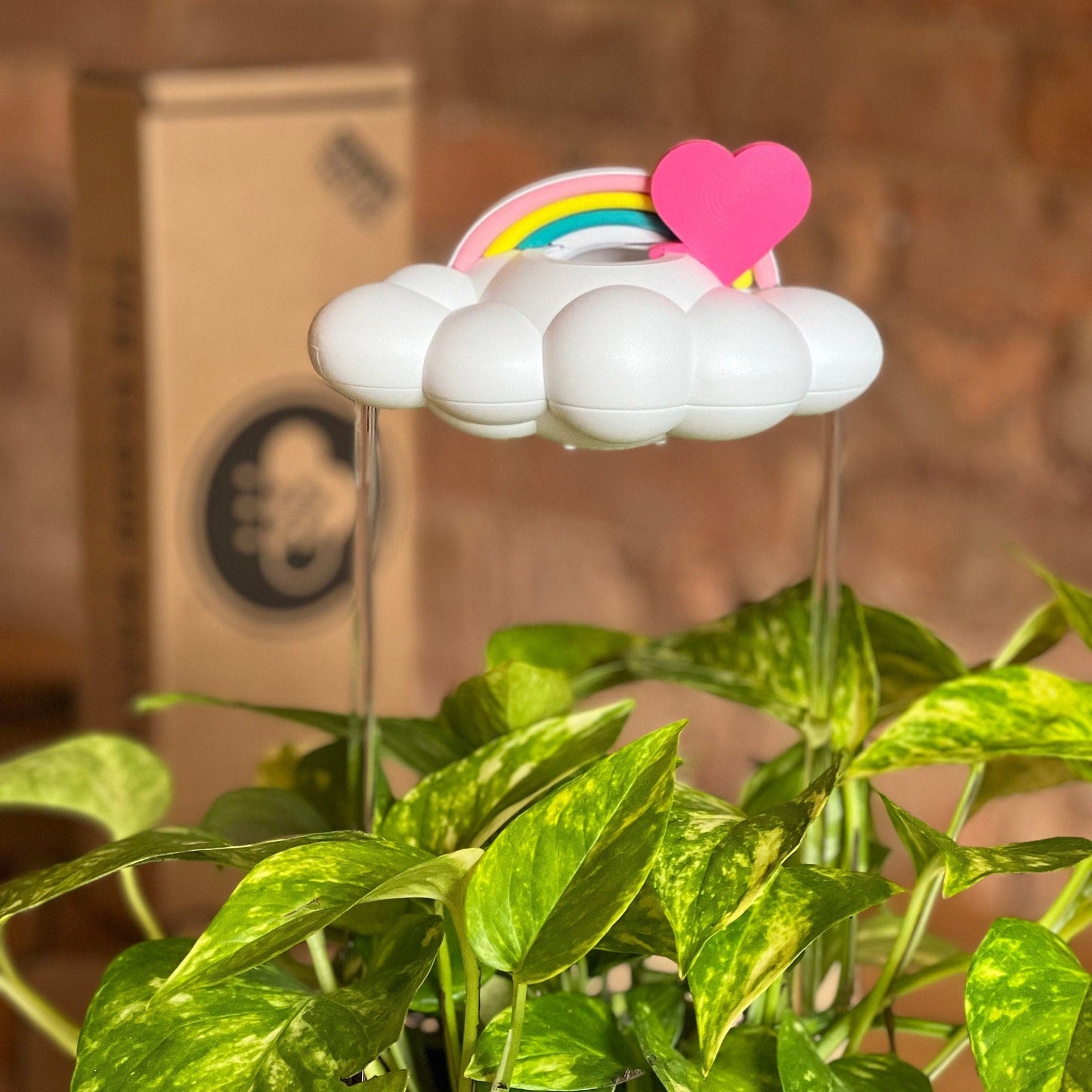 Original Dripping Rain Cloud with Pink Heart and Pastel Rainbow Charms – Clouds