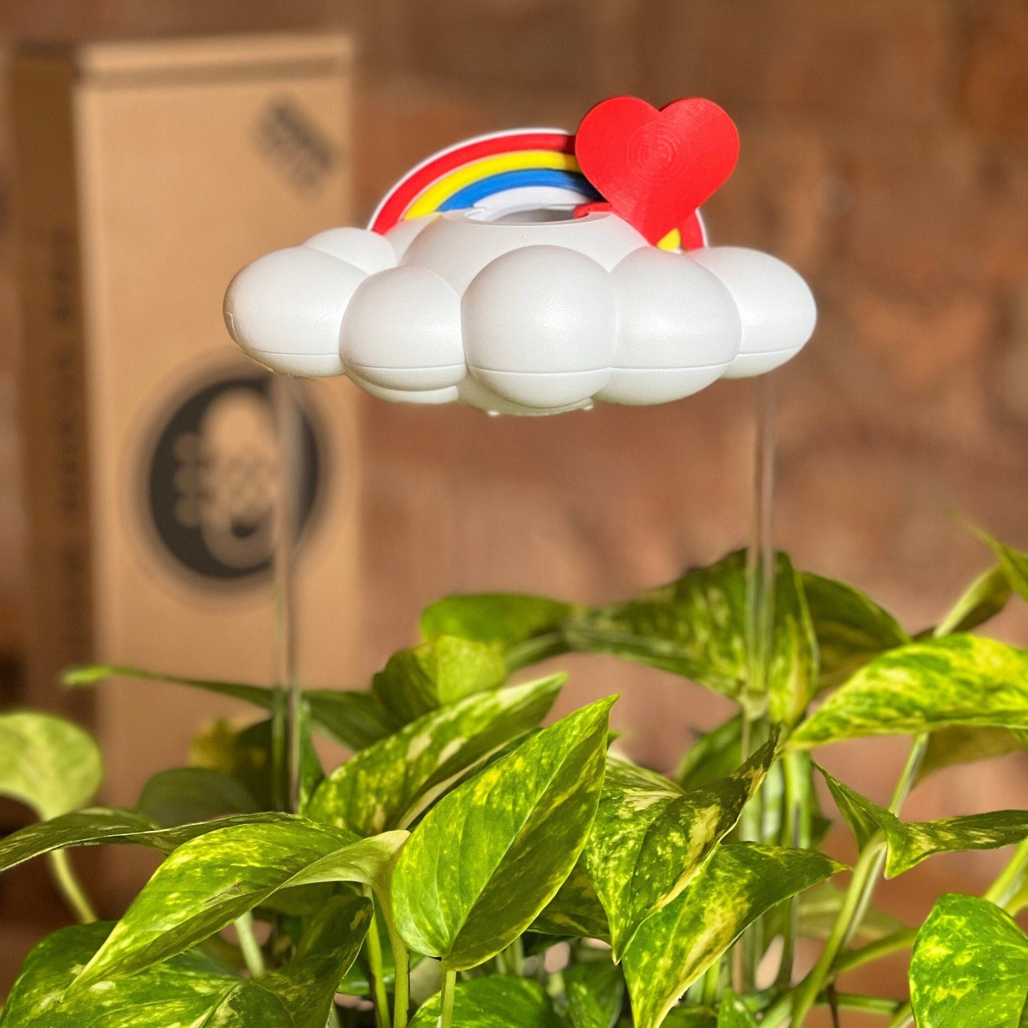 Original Dripping Rain Cloud with Red Heart and Rainbow Charms – Clouds