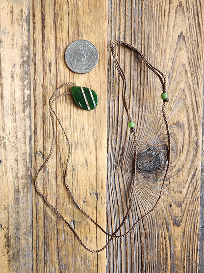 Canadian Nephrite Jade Teardrop Pendant with Abalone –