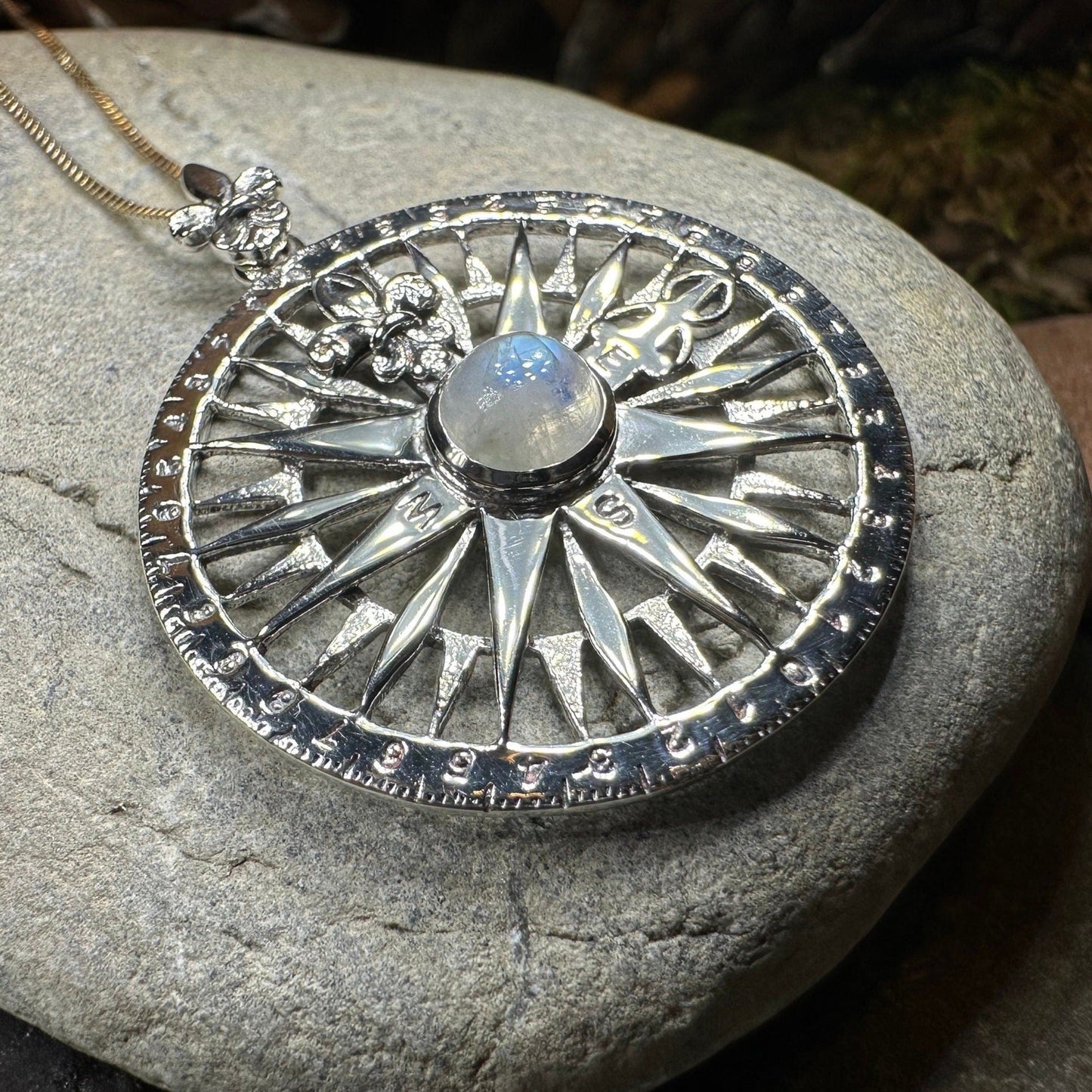 True North Moonstone Compass Necklace