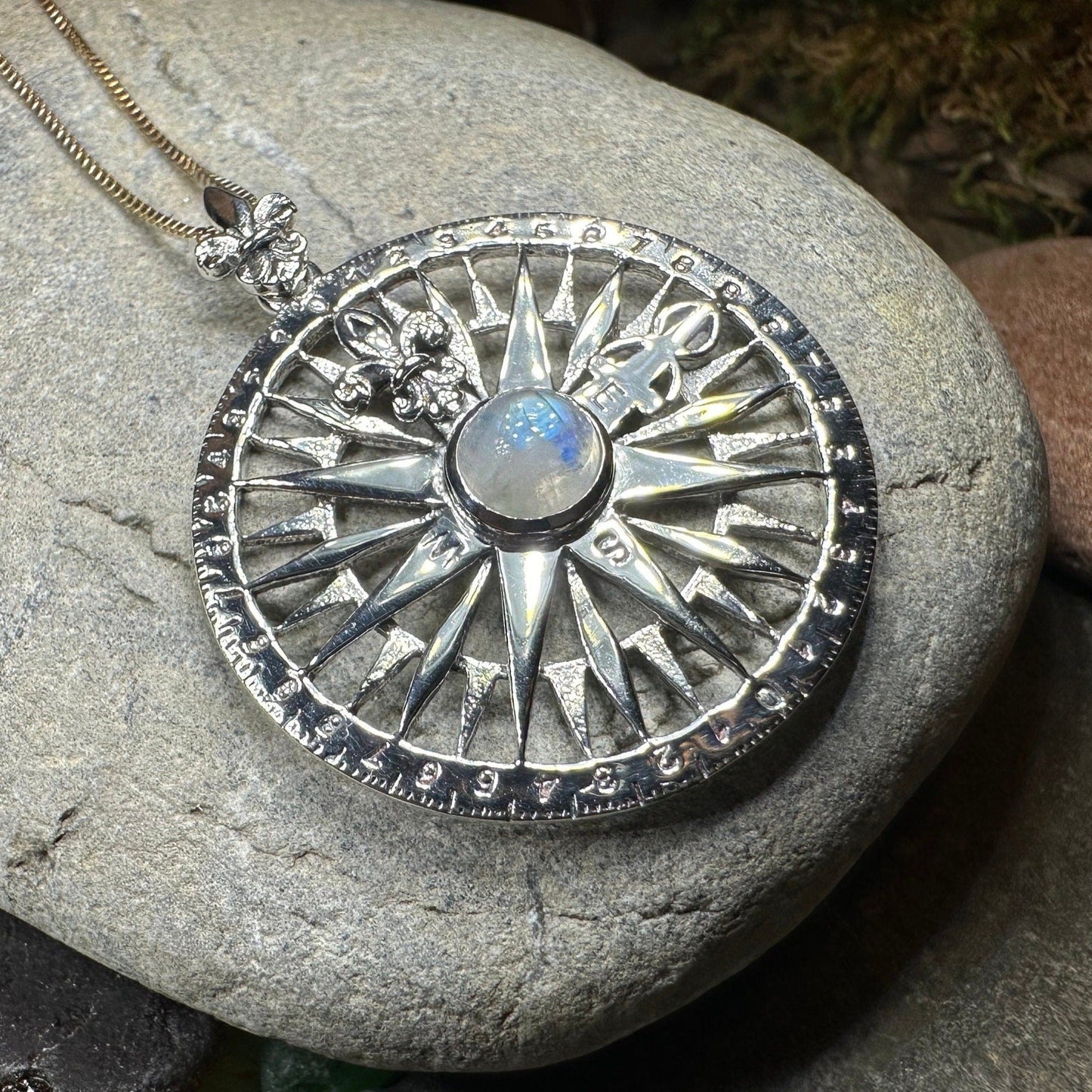 True North Moonstone Compass Necklace