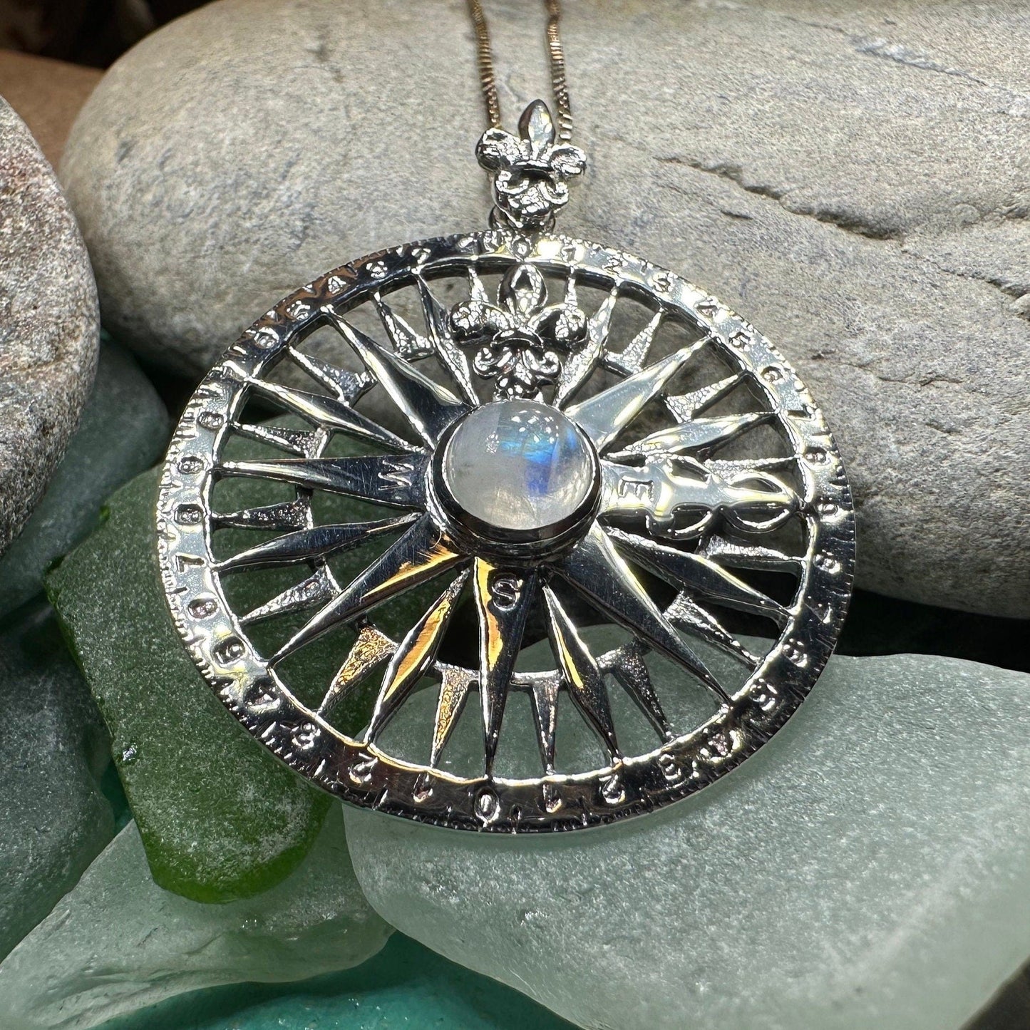True North Moonstone Compass Necklace