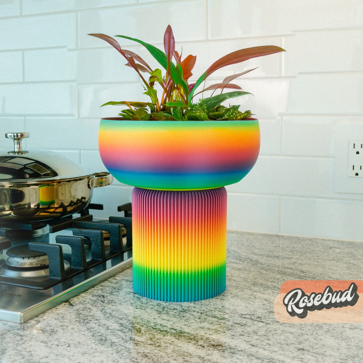 Modern Pedestal Planter, Two-Piece Plant Pot