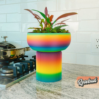 Modern Pedestal Planter, Two-Piece Plant Pot