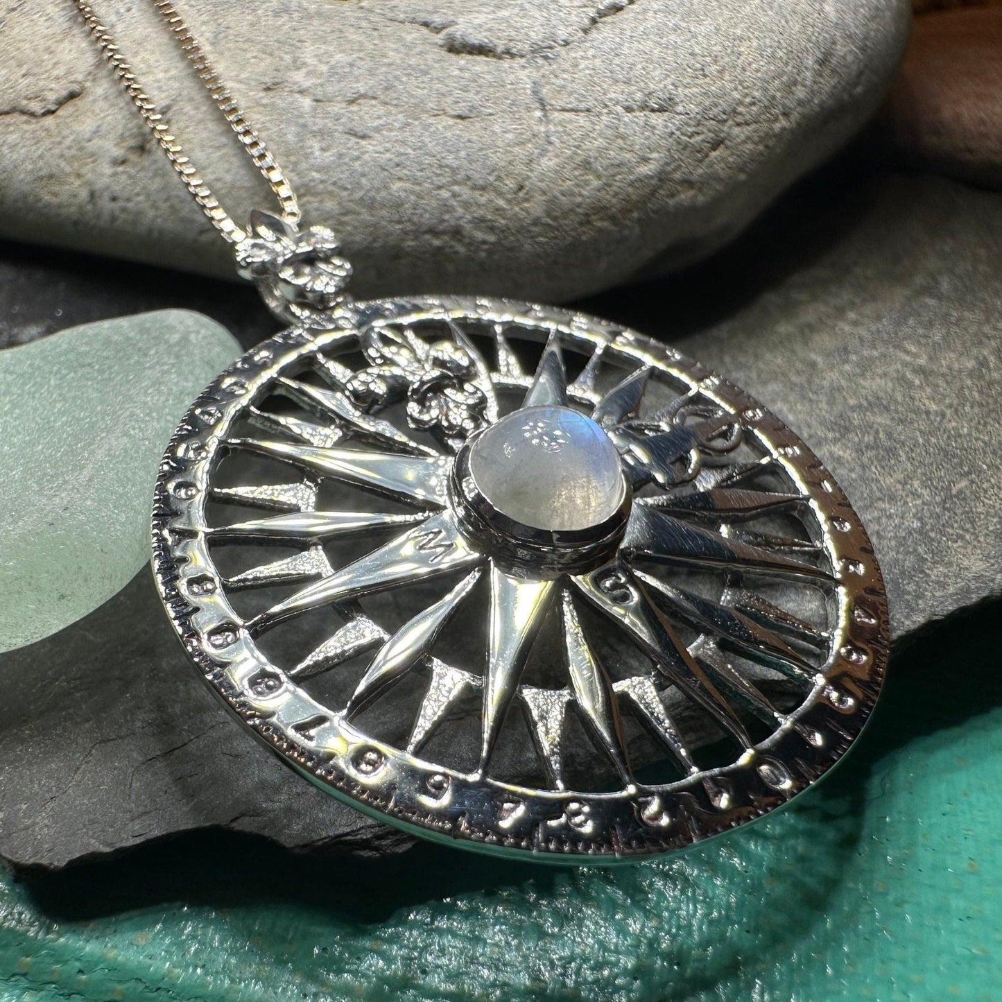 True North Moonstone Compass Necklace