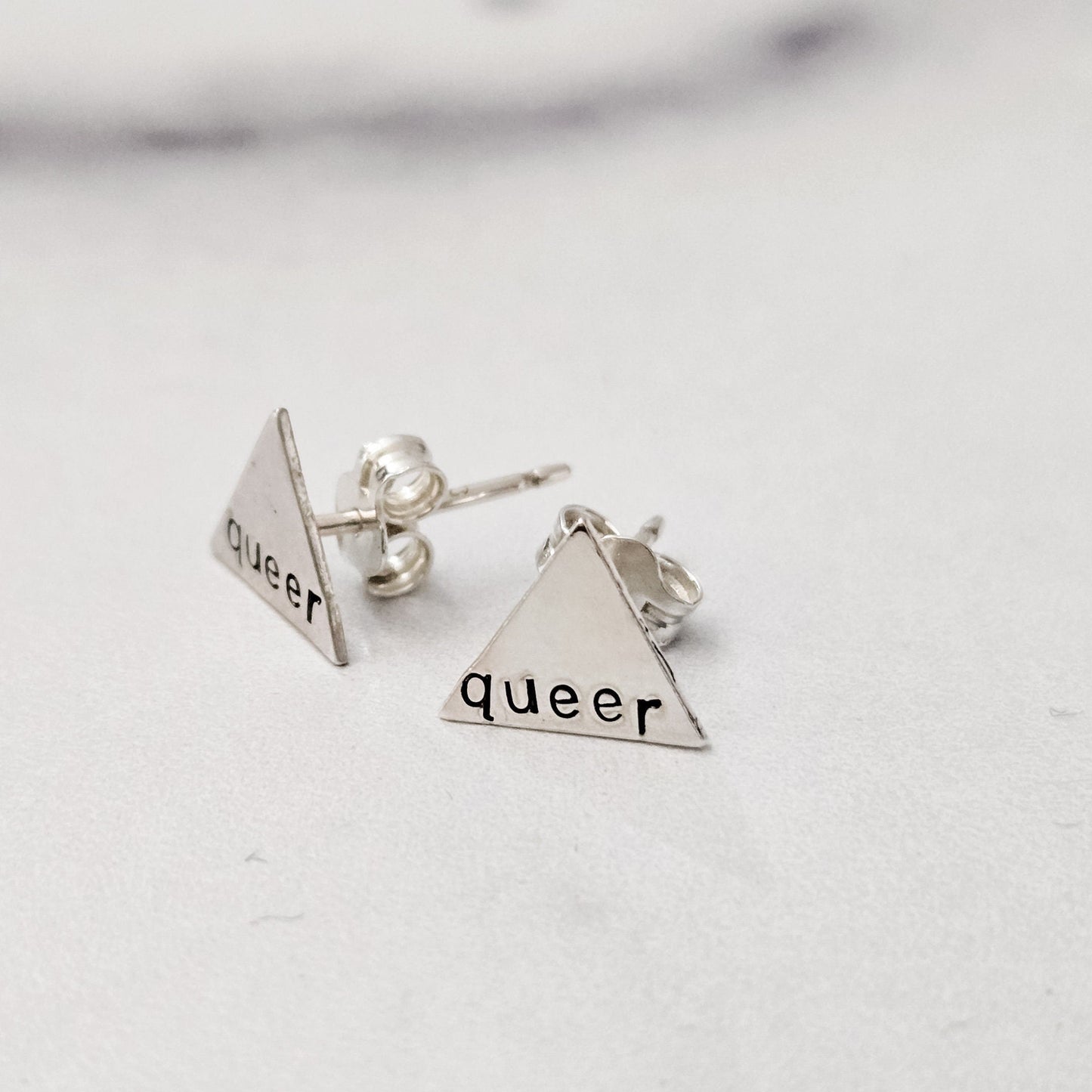 "Queer" LGBTQ - Silver Stud Earrings