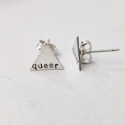 "Queer" LGBTQ - Silver Stud Earrings
