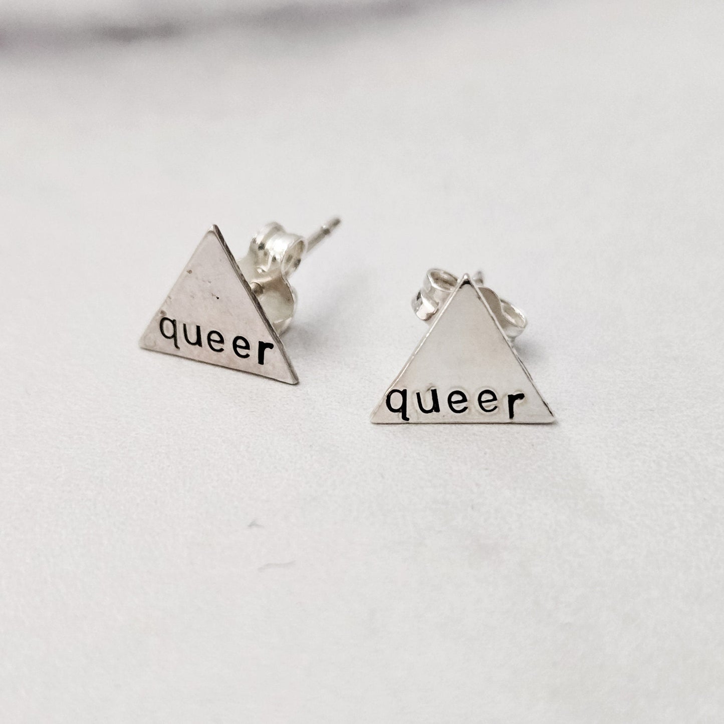 "Queer" LGBTQ - Silver Stud Earrings
