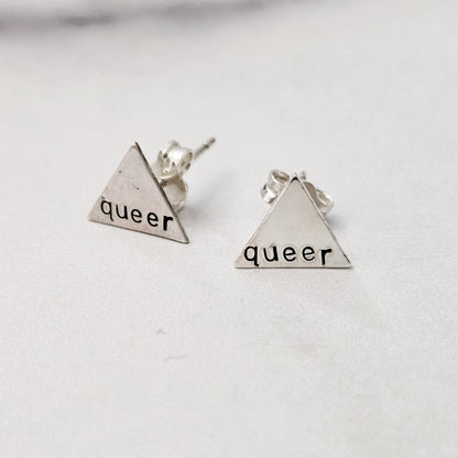 "Queer" LGBTQ - Silver Stud Earrings