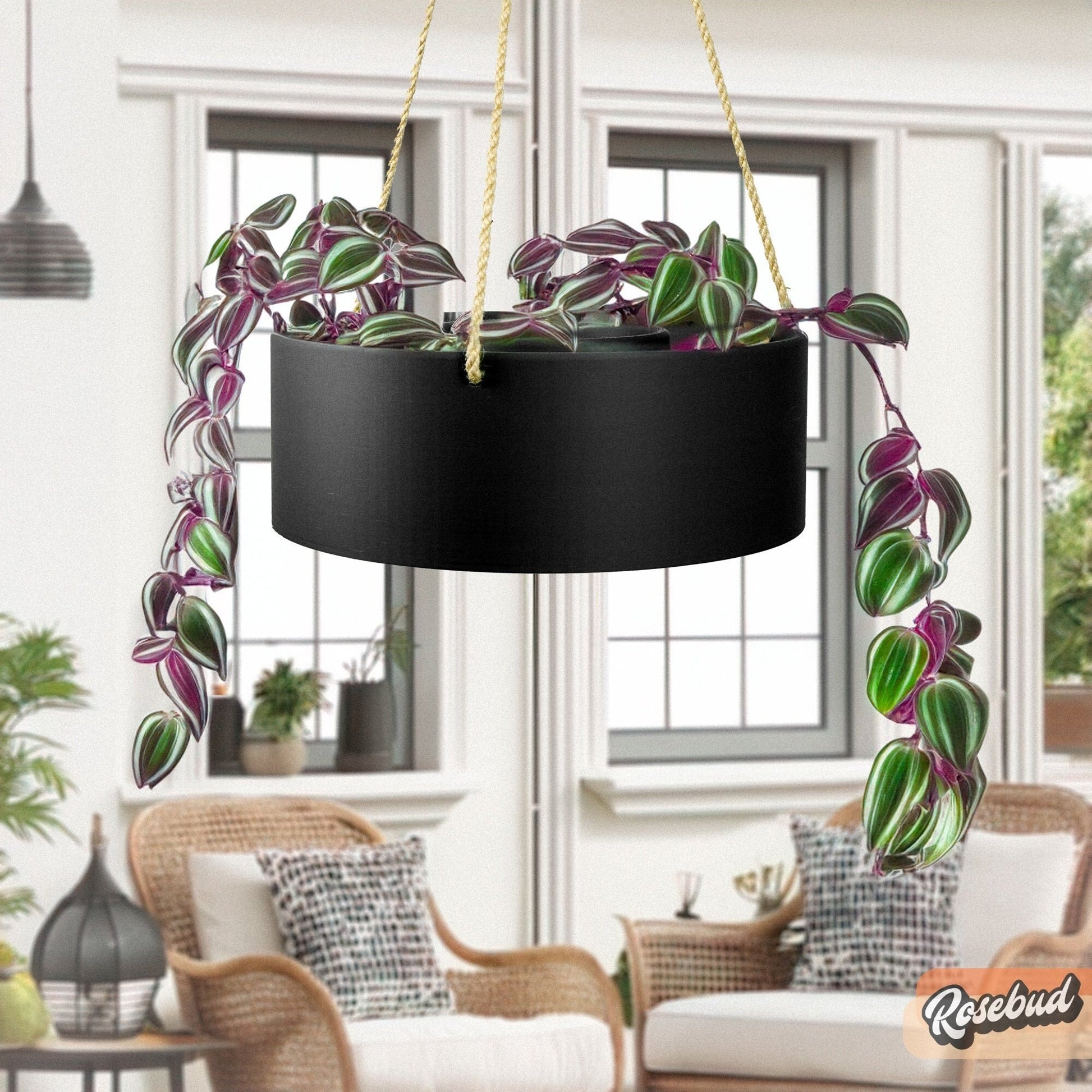 hanging moon planter Hanging Chandelier Planter with Drainage White / Drainage Hole