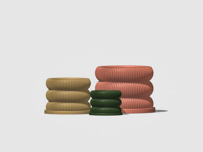 Ribbed Bubble Plant Pot With Drainage and Saucer – Planter