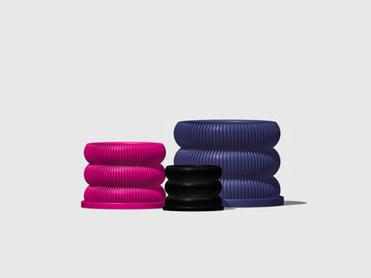 Ribbed Bubble Plant Pot With Drainage and Saucer – Planter