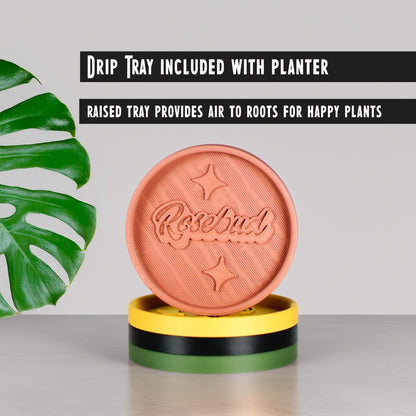 Mid-Century Ribbed Planter with Drainage | Modern 3D Printed Pot –