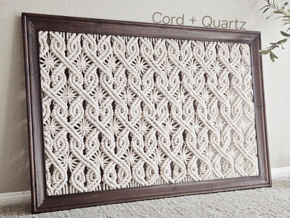Extra large framed macrame wall hanging.