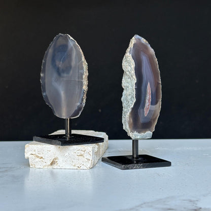 Agate Slice SET (2pk) on Stands - Ethically Sourced