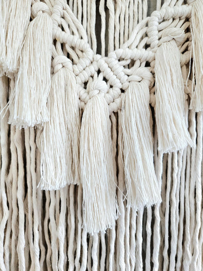 Macrame wall hanging on Manzanita branch.