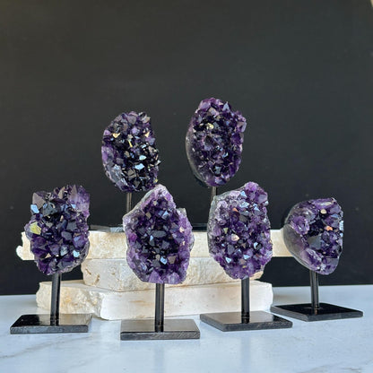 Amethyst Cluster Sets – Rare Sizes with Stands, Uruguay Ethically Sourced