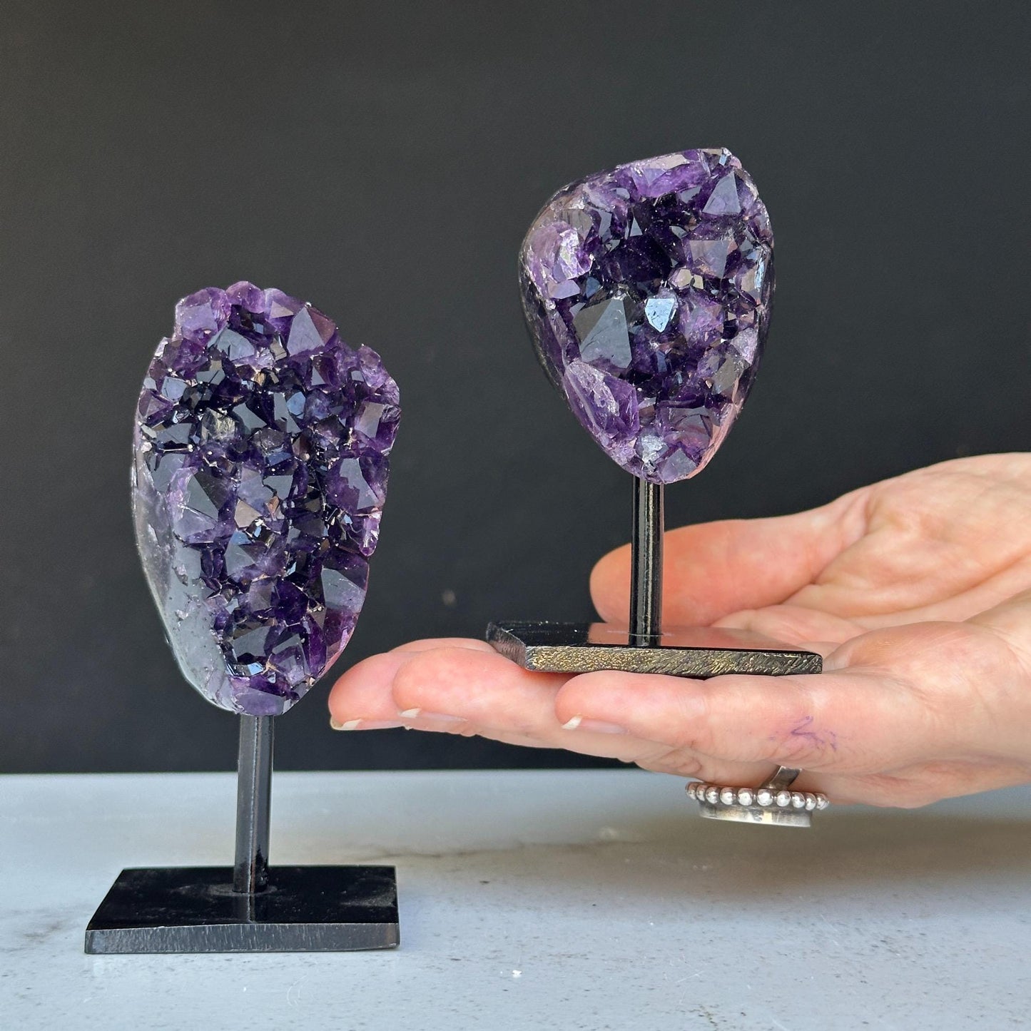 Amethyst Cluster Sets – Rare Sizes with Stands, Uruguay Ethically Sourced