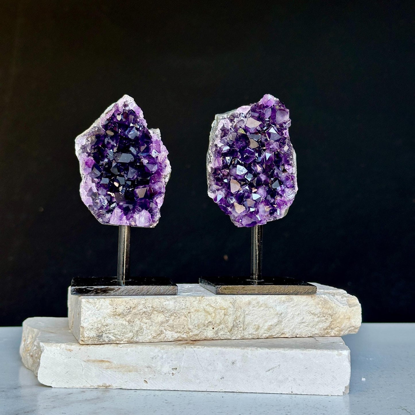 Amethyst Cluster Sets – Rare Sizes with Stands, Uruguay Ethically Sourced