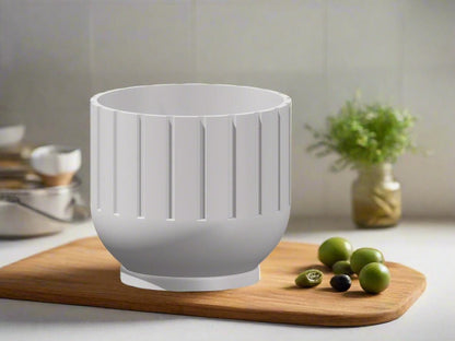 Modern Indoor Planter with Drainage – 3D Printed Fluted Plant Pot, Vertical Ribbed Design, Minimalist Decor Accent, Mid-Bubble