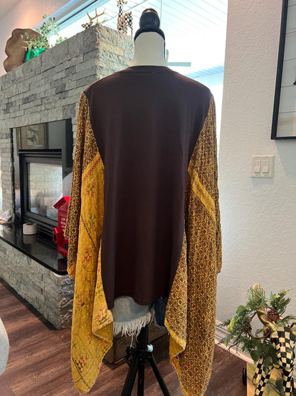 Upcycled Sublime Band Tee - Boho Kantha Sleeve Top – Upcycled