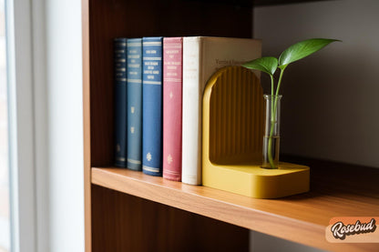 Modern Ribbed Bookend Propagation Station with Glass Tubes, Plant & Book Lover Gift