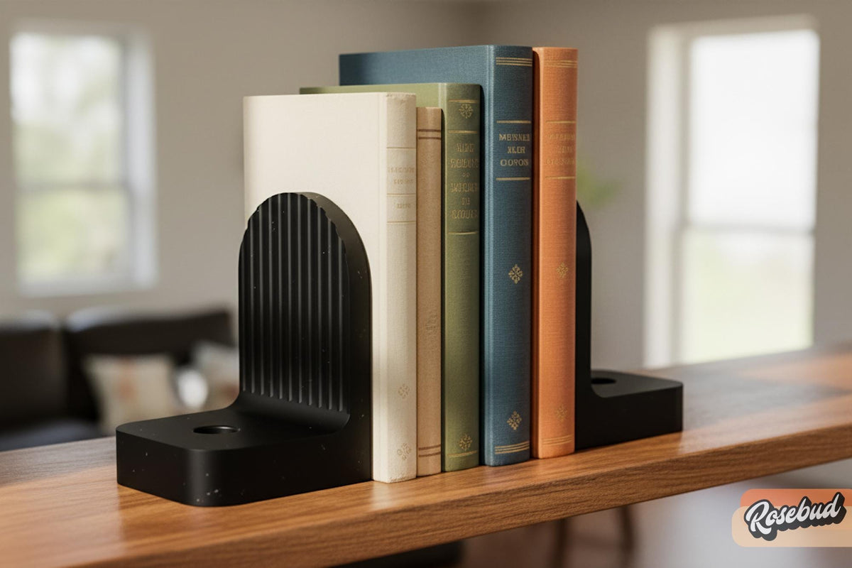 Modern Ribbed Bookend Propagation Station with Glass Tubes, Plant & Book Lover Gift