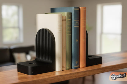 Modern Ribbed Bookend Propagation Station with Glass Tubes, Plant & Book Lover Gift