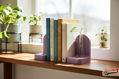 Modern Ribbed Bookend Propagation Station with Glass Tubes, Plant & Book Lover Gift