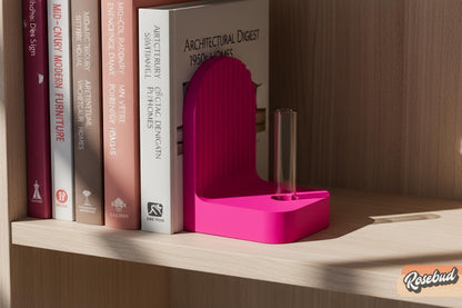 Modern Ribbed Bookend Propagation Station with Glass Tubes, Plant & Book Lover Gift