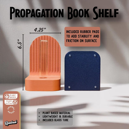 Modern Ribbed Bookend Propagation Station with Glass Tubes, Plant & Book Lover Gift