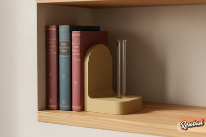 Modern Ribbed Bookend Propagation Station with Glass Tubes, Plant & Book Lover Gift