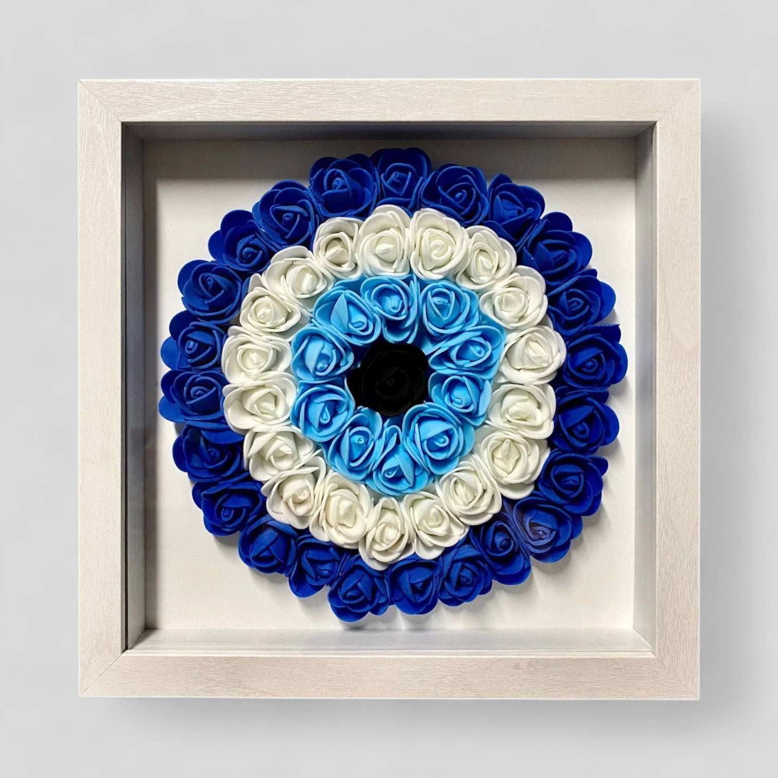9” x 9” Handmade Evil Eye Nazar Boncuk Mal De Ojo Rose Flower Shadowbox –
