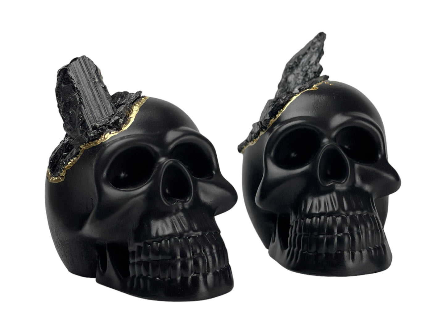 Black Tourmaline Skull Head (black) – Sculptures & Statues