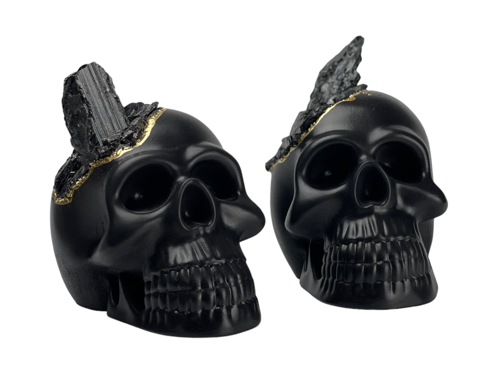 Black Tourmaline Skull Head (black) – Sculptures & Statues