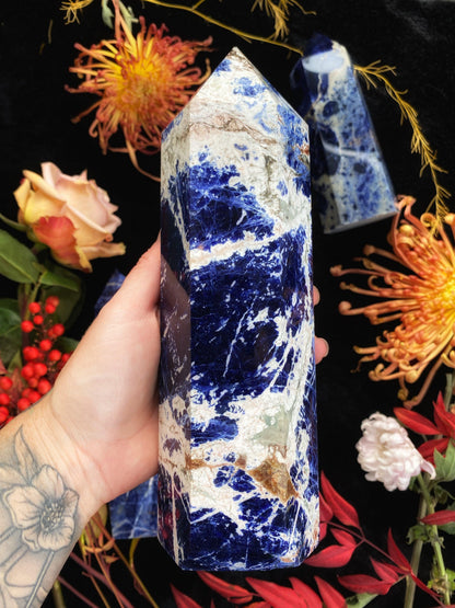 Sodalite Towers - Wands (Small - XLarge) – 1140.6 g (XXLarge) Crystals