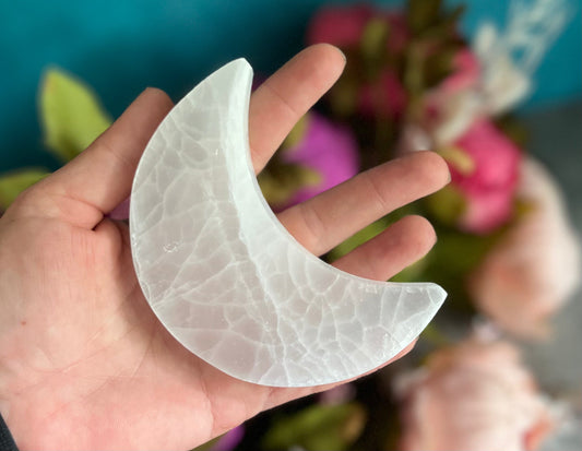 4" Selenite Crescent MOON