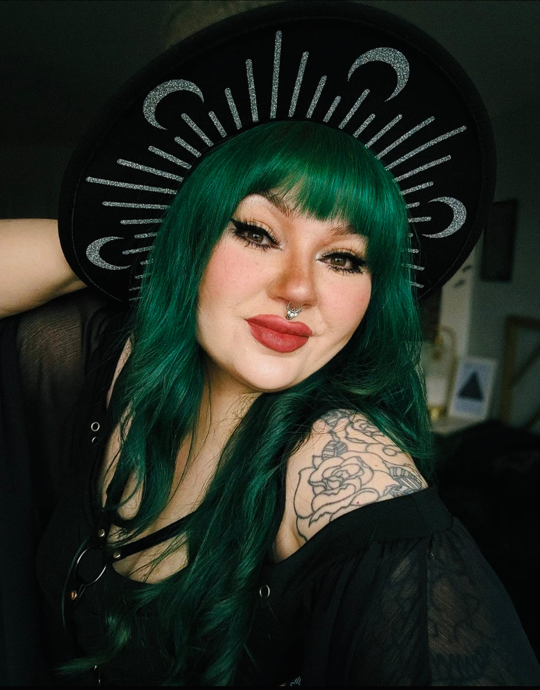 Vegan Felt Hat - XL Brim - "Glitter Moon Burst"