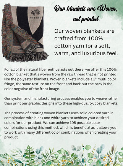 Daisy Flowers Woven Blanket. Sage Blanket With White Flowers. Floral Woven Blanket. Groovy Flowers Blanket