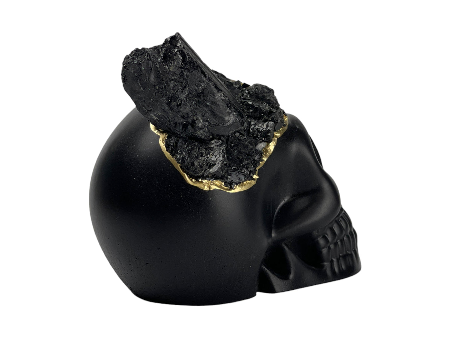 Black Tourmaline Skull Head (black) – Sculptures & Statues