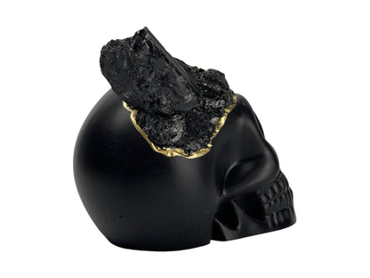 Black Tourmaline Skull Head (black) – Sculptures & Statues